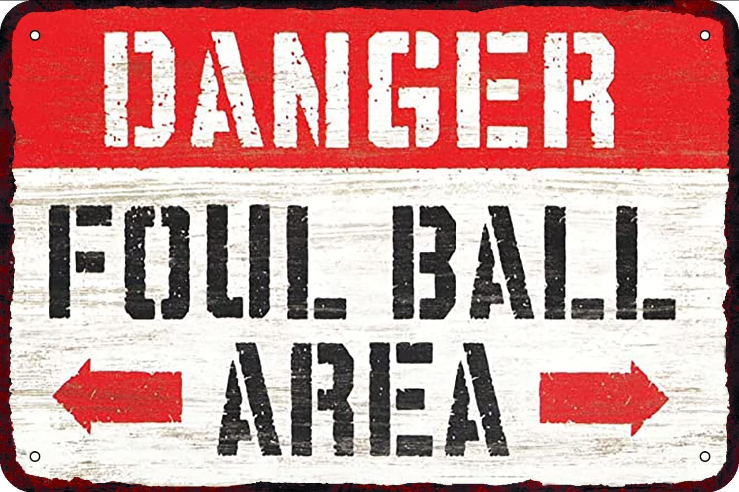 Home Bar Word - 危険！ファウルボールエリア ヴィンテージメタルティンサイン ユーモアのある言葉のポスター ウォールデコレーション マンケーブ バーアートサイン