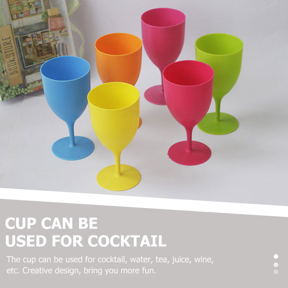 Home Bar Set - 6個入りパーティーワインゴブレット イースターカラフルプラスチックカップセット ウイスキー、ワイン、紅茶、ジュース、カクテル、バー、結婚式、家庭用