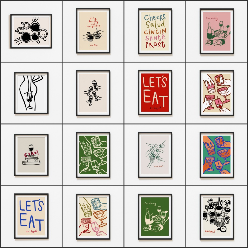 Old Fashioned Glass - ワイングラスアートポスター 抽象キャンバスプリント絵画 ウォールアート デコ絵画 ヴィンテージスタイル リビングルーム