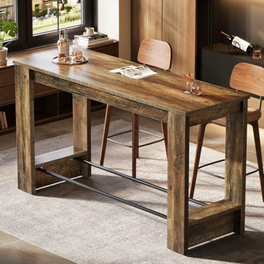 63インチ バーテーブル 2脚セット、カウンターハイトテーブ - Home Bar And Counter のレビューと価格