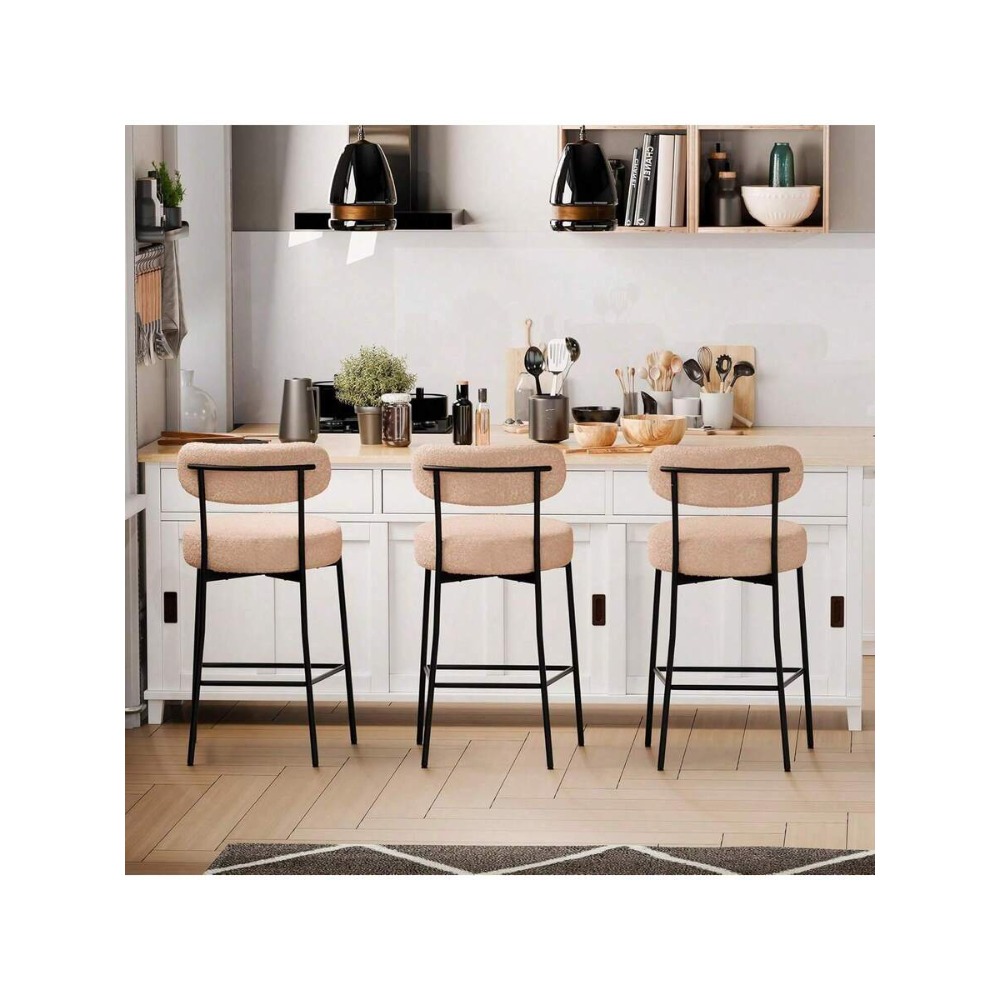 ベージュのバースツール2脚セット、背もたれ付き27.56イン - Home Bar Set のレビューと価格