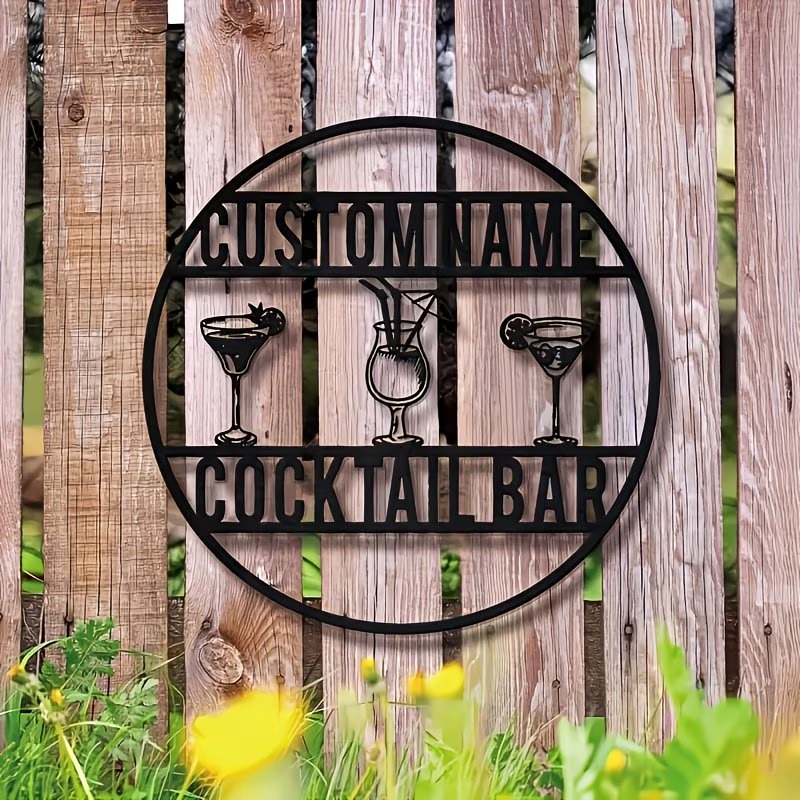 カスタムネームカクテルバーサイン、ボヘミアンスタイルの金属製 - Home Bar Cafe のレビューと価格